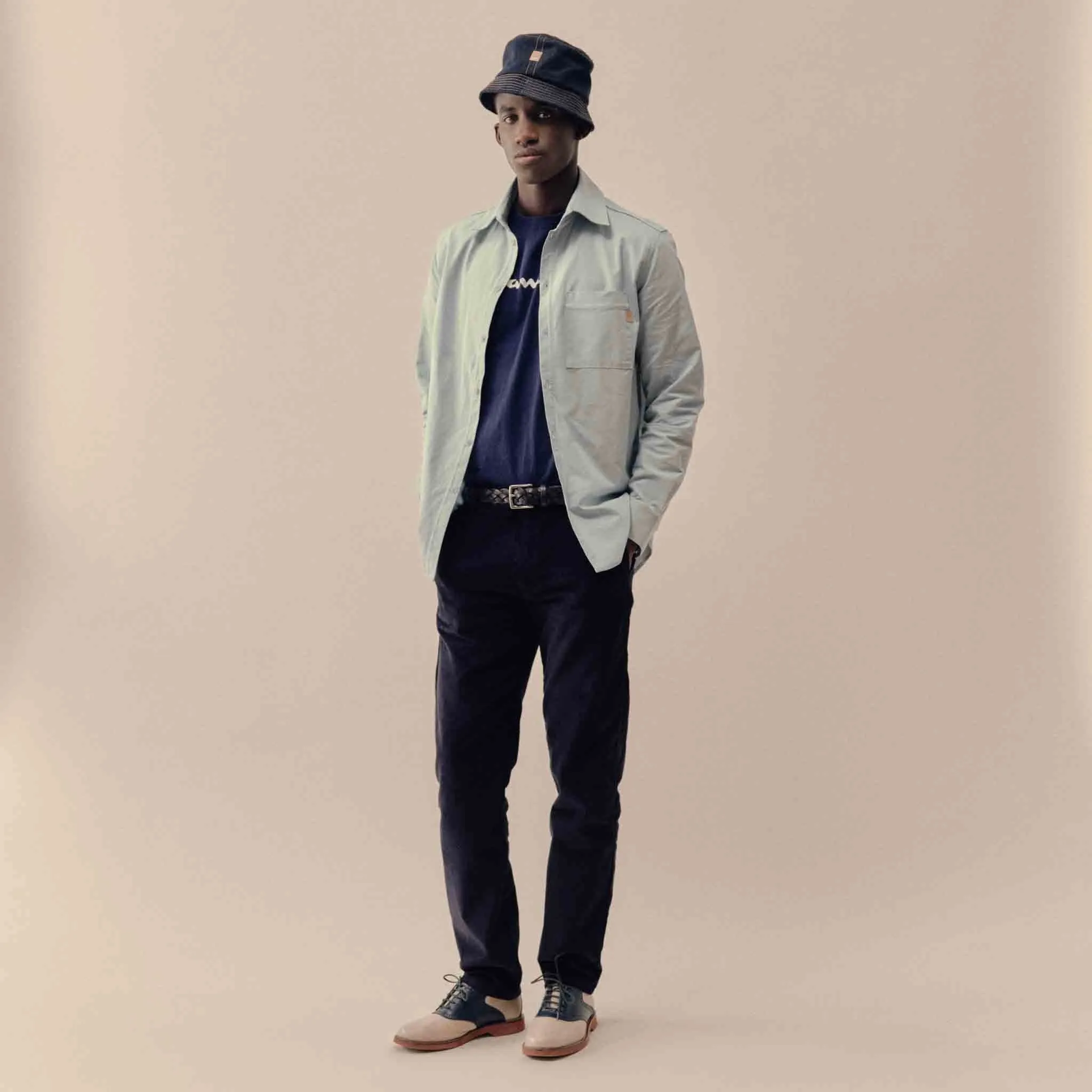Chino marine Jeannot velours demi-slim