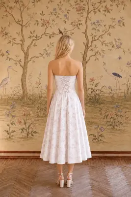 Priscilla Midi Dress - Lavender Toile de Jouy Birds — photo 2