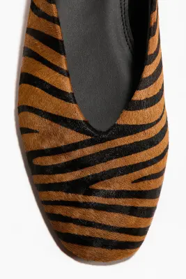 Ballerines en cuir - Beige foncé/imitation tigre — photo 3