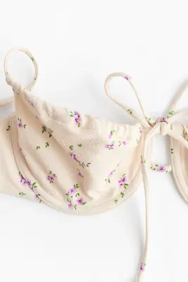 Haut de maillot balconnet - Crème/fleuri — photo 3