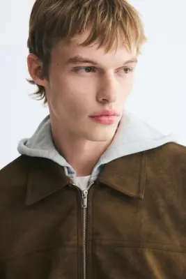 Veste zippée en tissu gratté - Marron — photo 2