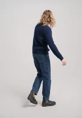 Le pull côtelé - Bleu marine — photo 4
