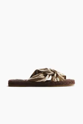 Sandales façon espadrilles en coton - Beige clair/imprimé zèbre — photo 1