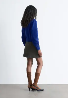Cardigan en maille à col - Bleu vif — photo 3