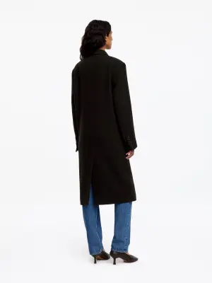 Manteau en laine mélangée - Marron foncé — photo 2
