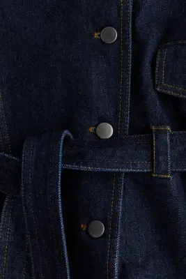 Veste en denim avec col châle - Bleu marine — photo 5