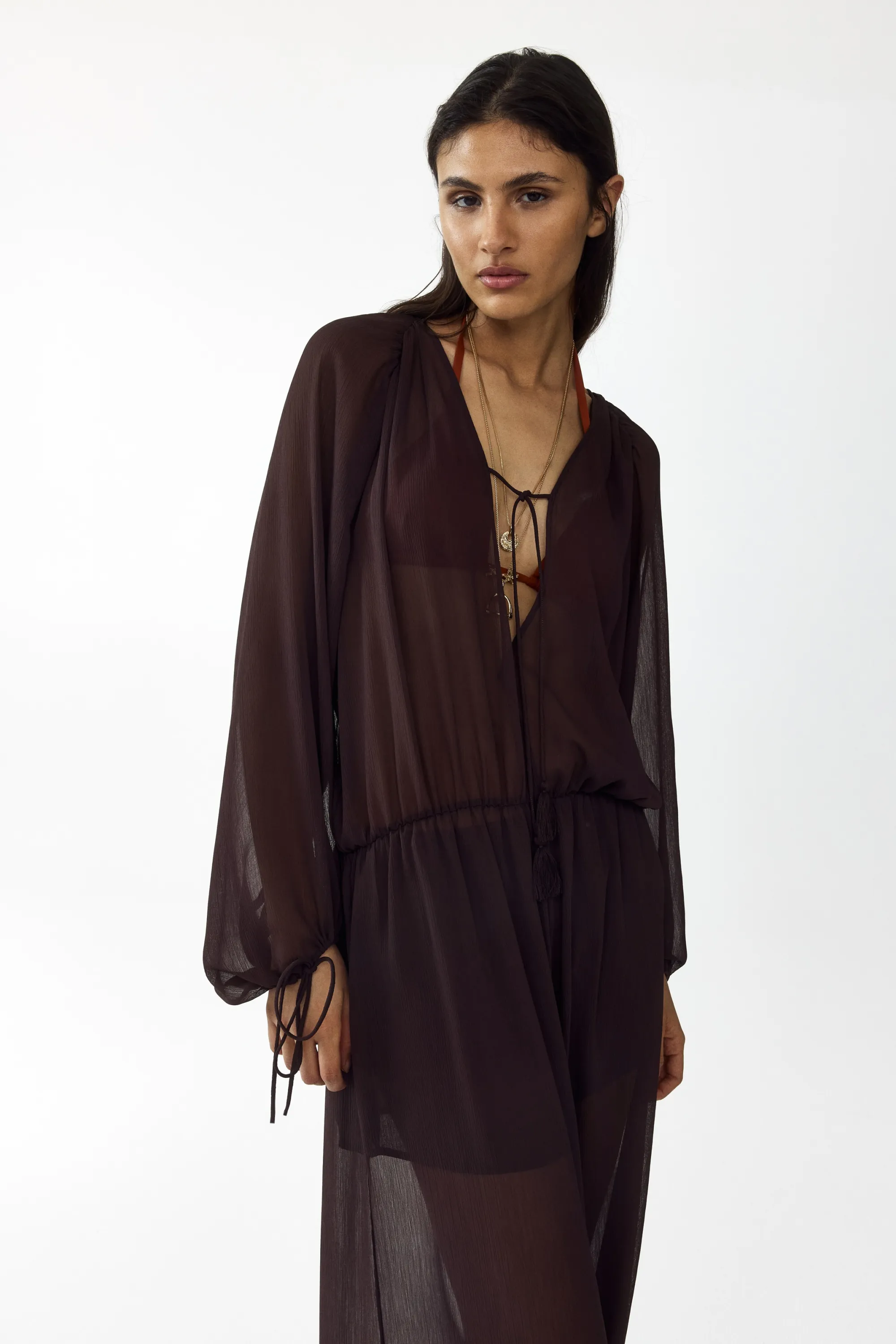 Combi-pantalon oversize à jambes ballon - Marron foncé