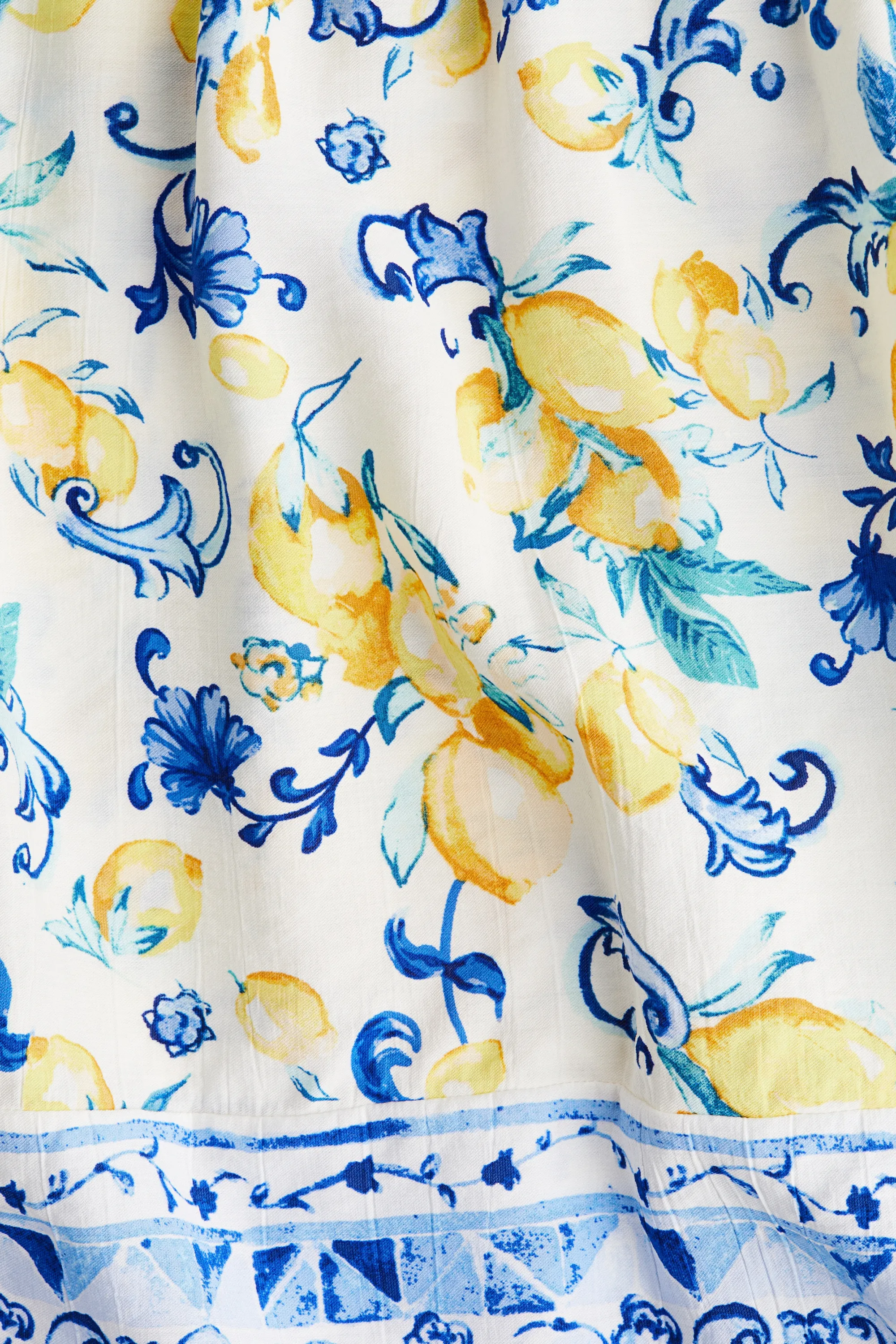 Robe en crêpe avec ceinture à nouer - Blanc/citrons