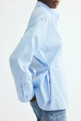 Chemise cintrée en popeline - Bleu clair — photo 3