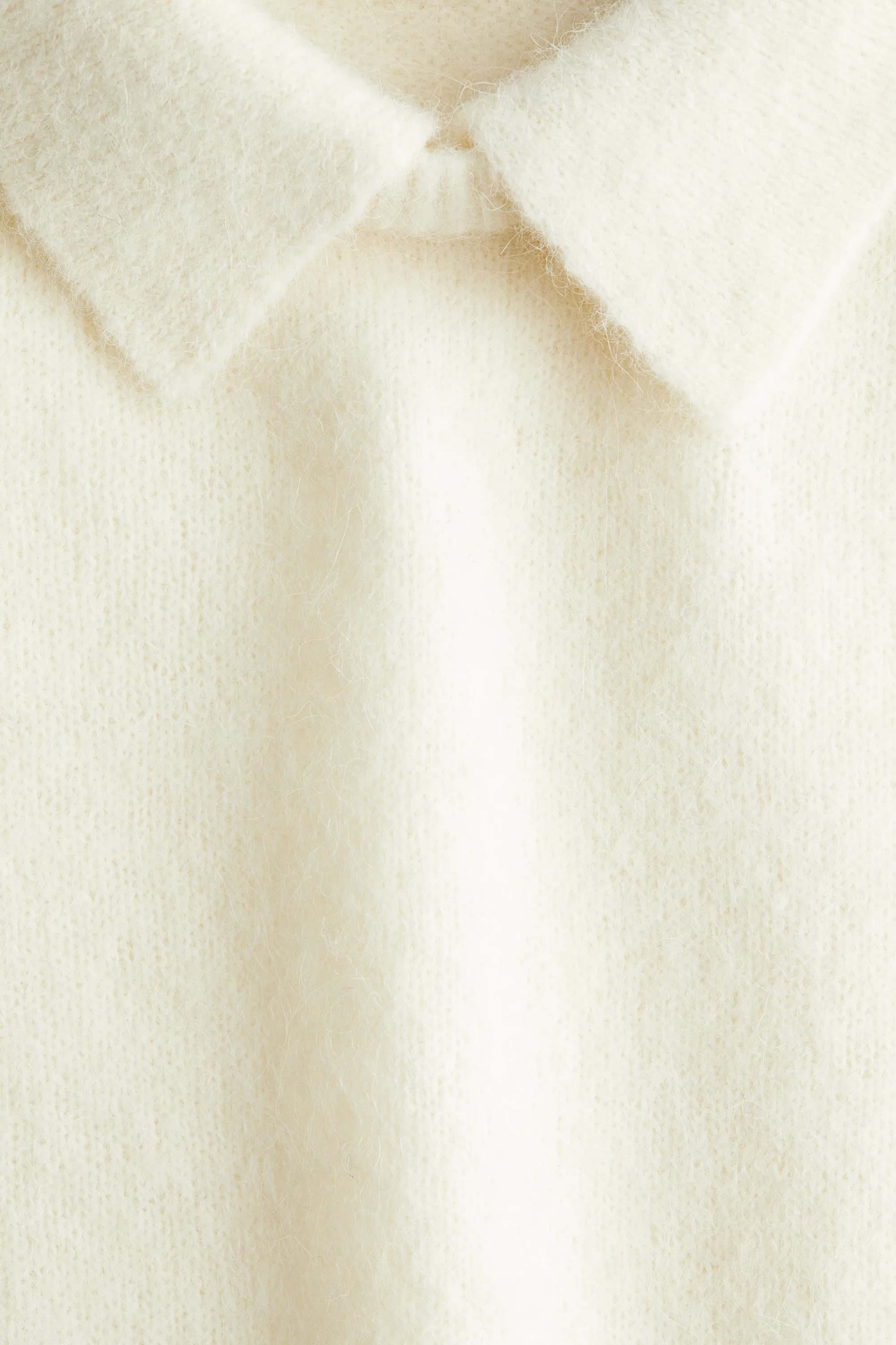 Pull en alpaga mélangé avec col - Crème