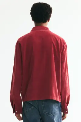 Chemise Relaxed Fit en velours côtelé - Rouge/East Isles Club — photo 4