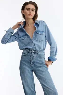 Barrel High Ankle Jeans - Bleu denim clair — photo 2