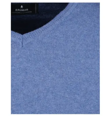 RAGMAN PULL COL V GRANDE LONGUEUR Bleu — photo 4