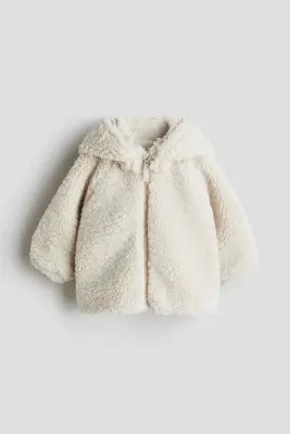 Veste à capuche en tissu peluche - Crème — photo 2