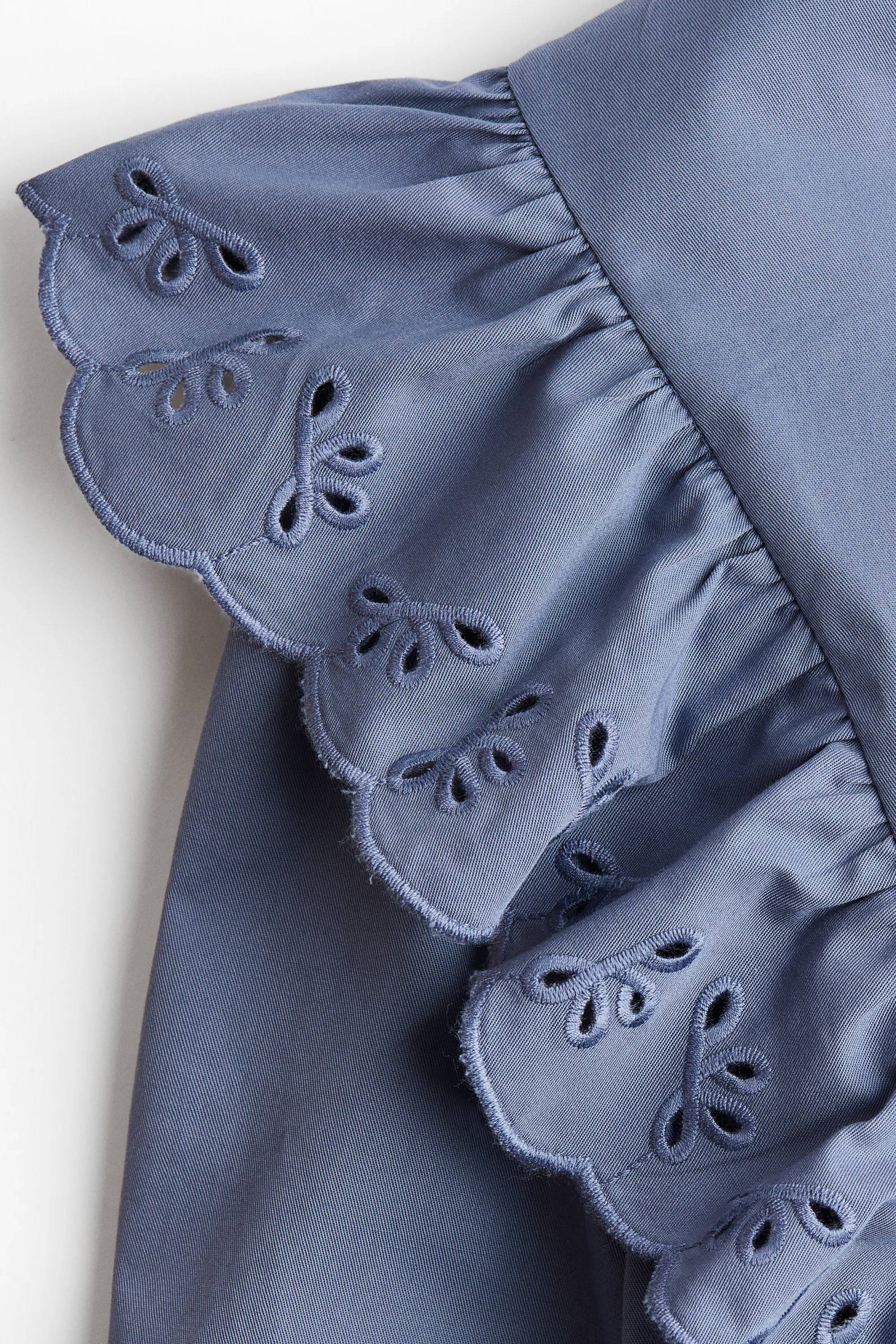 Robe avec broderie anglaise - Bleu ancien