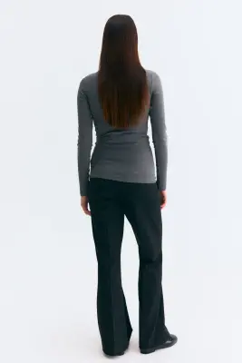 MAMA Pantalon bootcut - Gris foncé/rayures tennis — photo 2