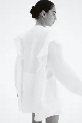 Robe tunique en lin mélangé - Blanc — photo 3