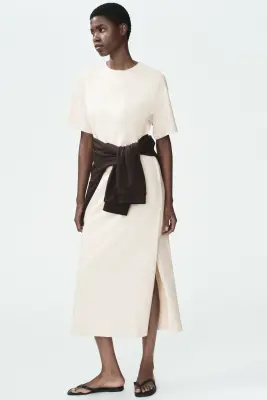 Longue robe T-shirt - Beige clair — photo 3
