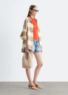 Short court taille basse en jean - Bleu moyen — photo 4
