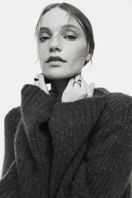 Pull en mohair mélangé - Marron foncé — photo 2