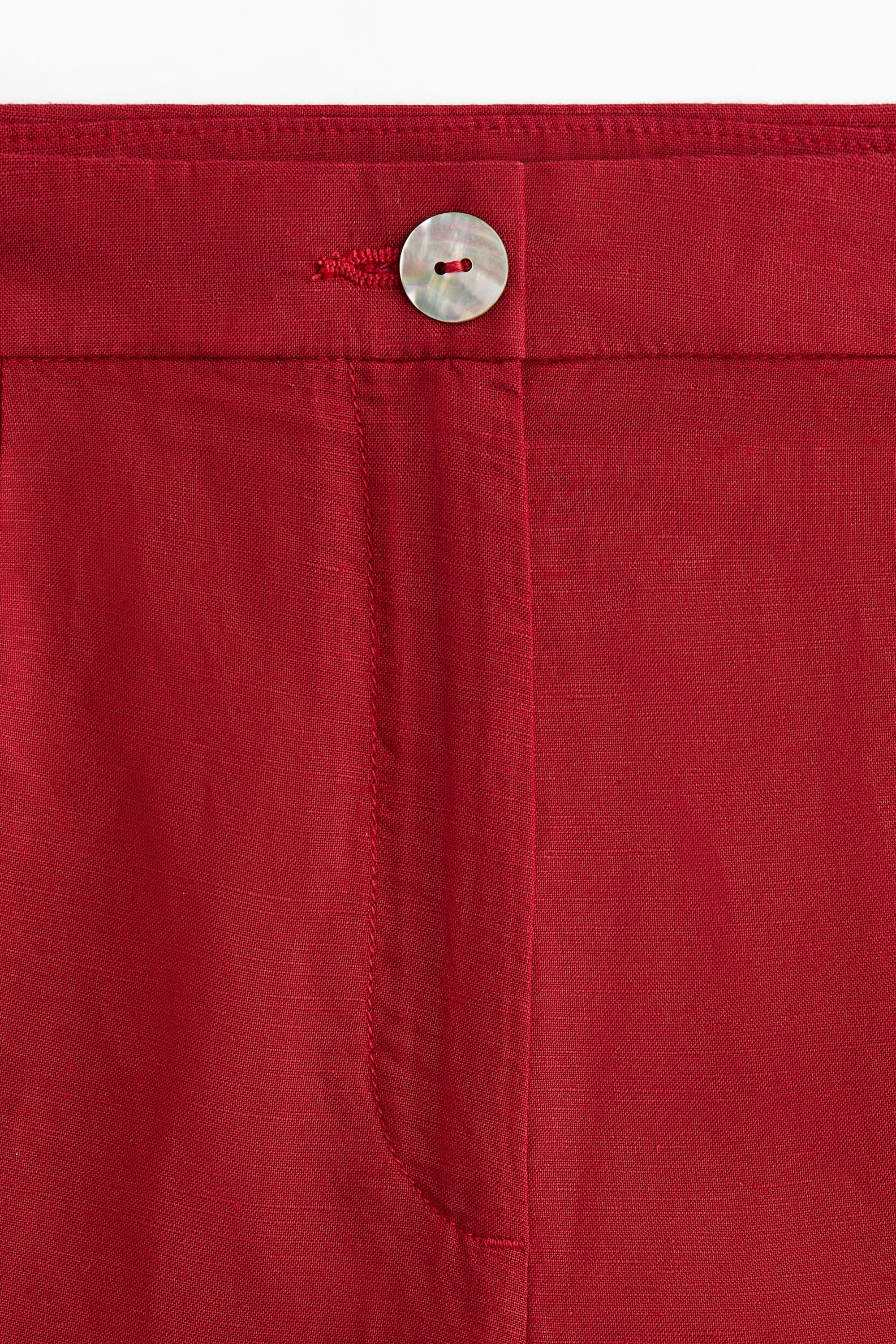 Pantalon en lin mélangé - Rouge