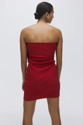 Robe tube avec nœud - Rouge — photo 2