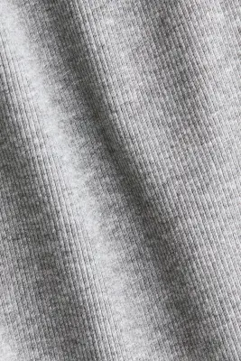 T-shirt côtelé avec encolure dégagée - Gris chiné — photo 4