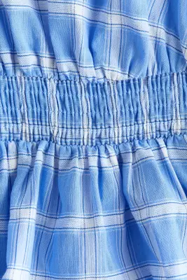Blouse à manches volantées avec basque - Bleu/carreaux — photo 4