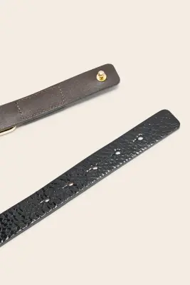 Ceinture Céane vernis embossé noir — photo 4