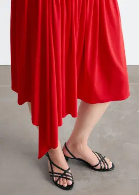 Jupe midi en jersey froncé - Rouge — photo 4