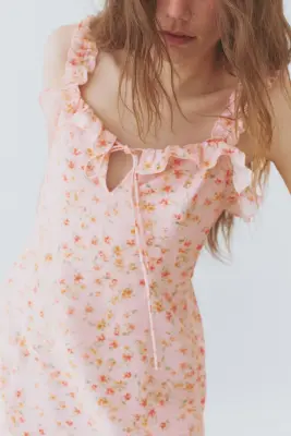 Robe ruchée en crêpe - Rose clair/fleuri — photo 3