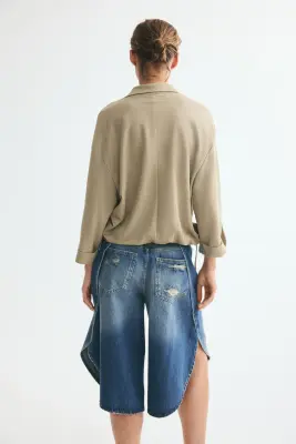 Chemise popover en piqué - Beige — photo 3
