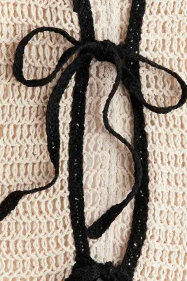 Top volanté façon crochet - Crème — photo 5
