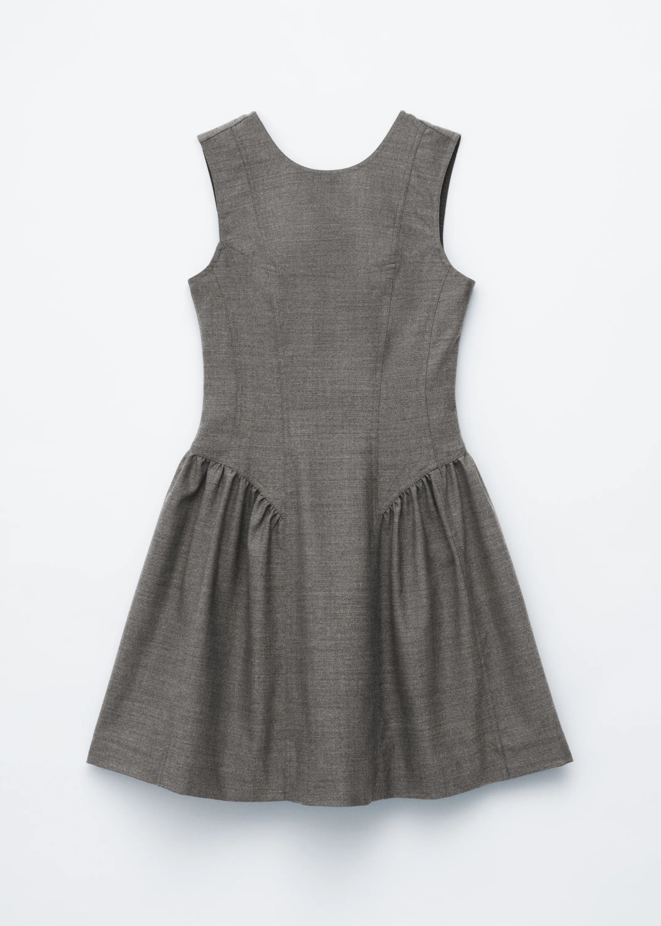 Robe courte évasée en laine - Gris foncé