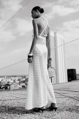 Robe maxi façon crochet - Crème — photo 5