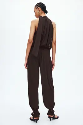 Pantalon cargo avec jambes ballon - Marron foncé — photo 3