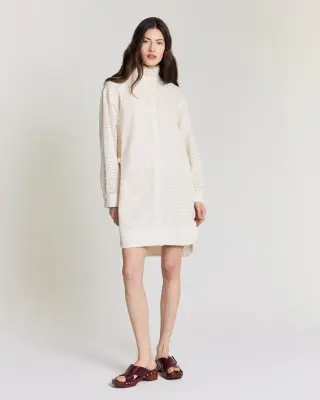 Robe Lioren guipure carreaux écru — photo 5