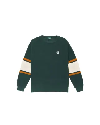 Organic Stripe Sweater Dark Green — photo 1