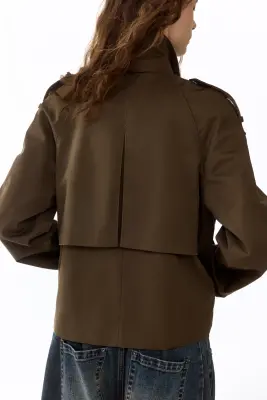 Trench-coat court - Vert kaki foncé — photo 4