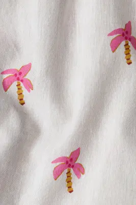 Robe en lin mélangé - Blanc/palmiers — photo 2