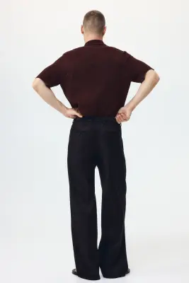 Chemise Regular Fit en maille ajourée - Marron foncé — photo 3