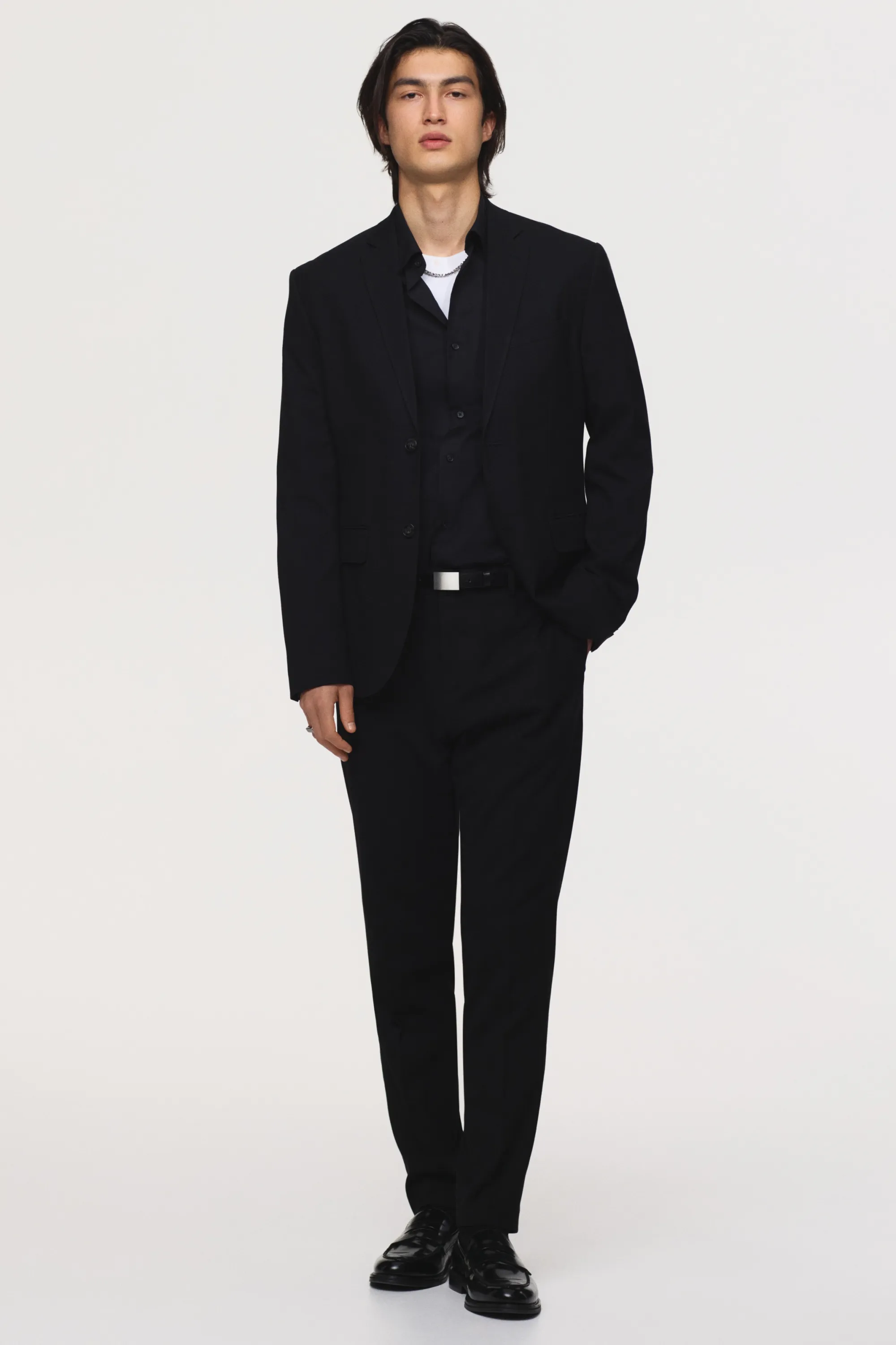 Veste Slim Fit à fermeture droite - Noir