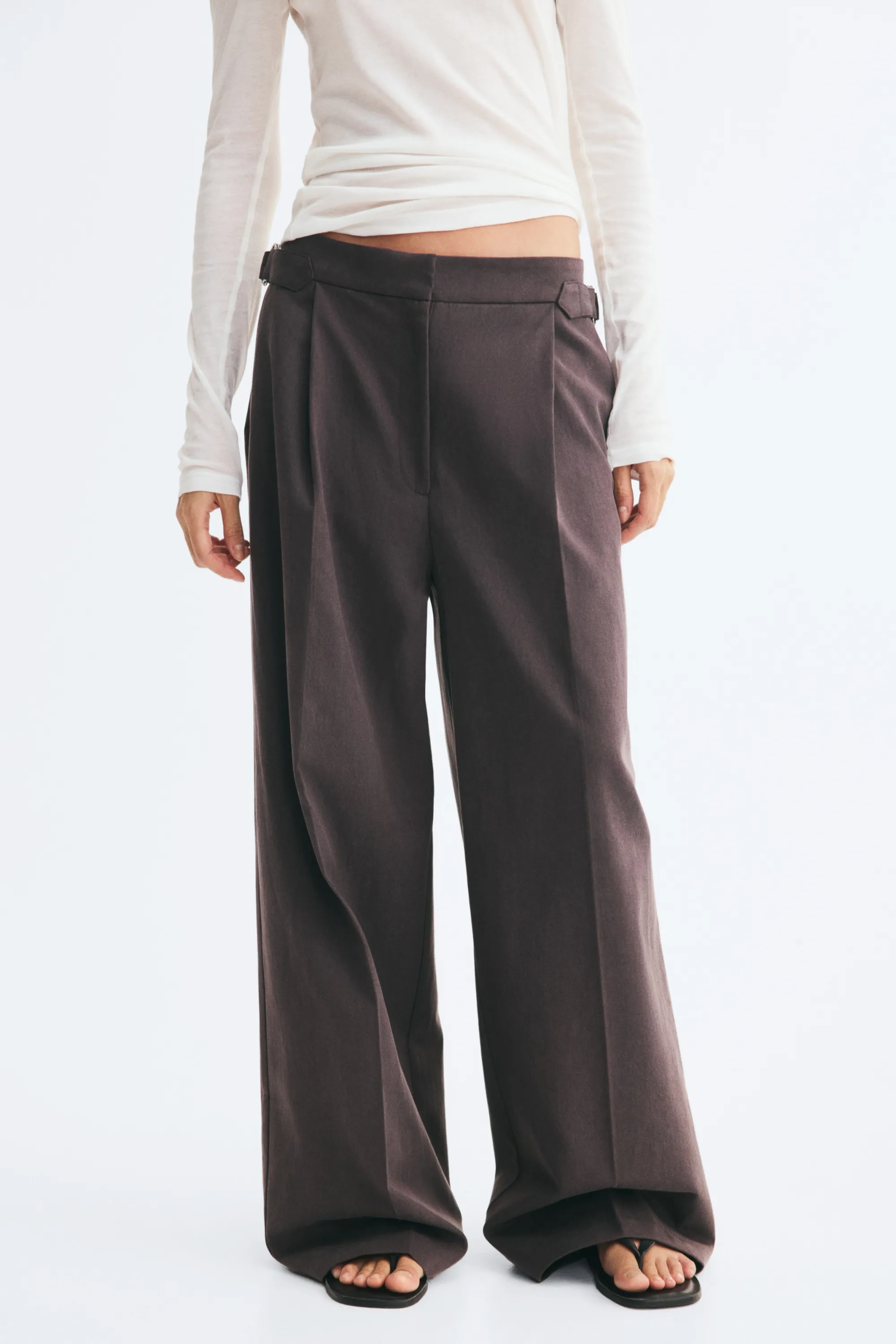 Pantalon chic à jambes larges - Marron foncé