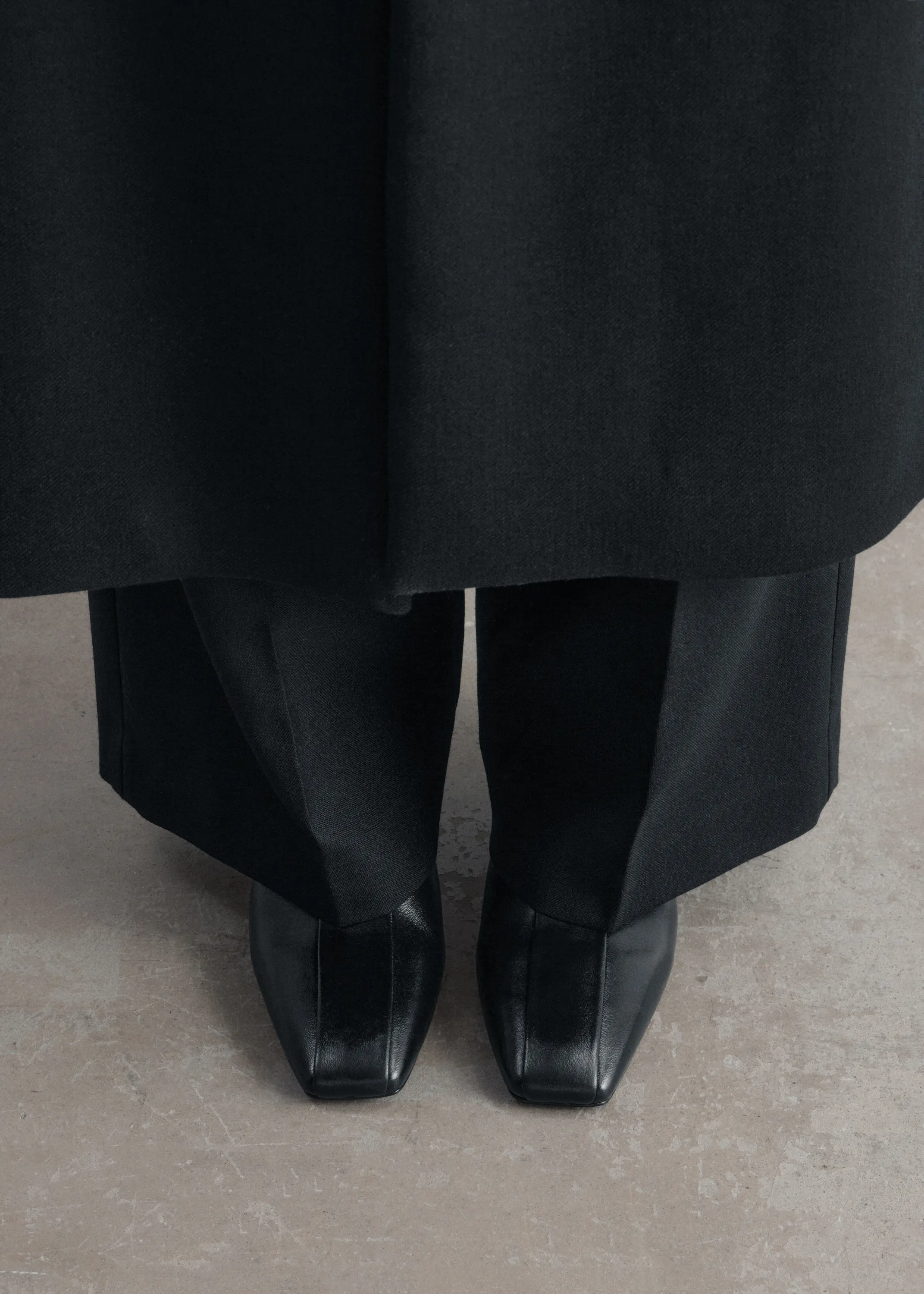 Bottines en cuir à petits talons - Noir