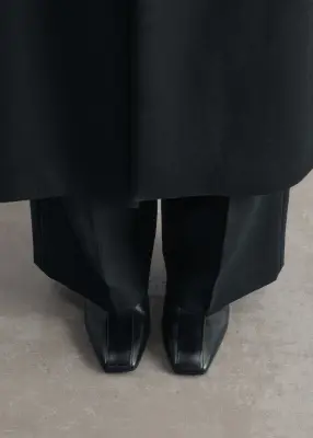 Bottines en cuir à petits talons - Noir — photo 1