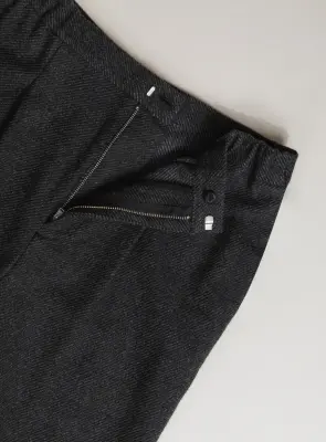 Pleated Pants in Heather Dark Gray Carded Wool — photo 2