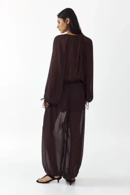 Combi-pantalon oversize à jambes ballon - Marron foncé — photo 2