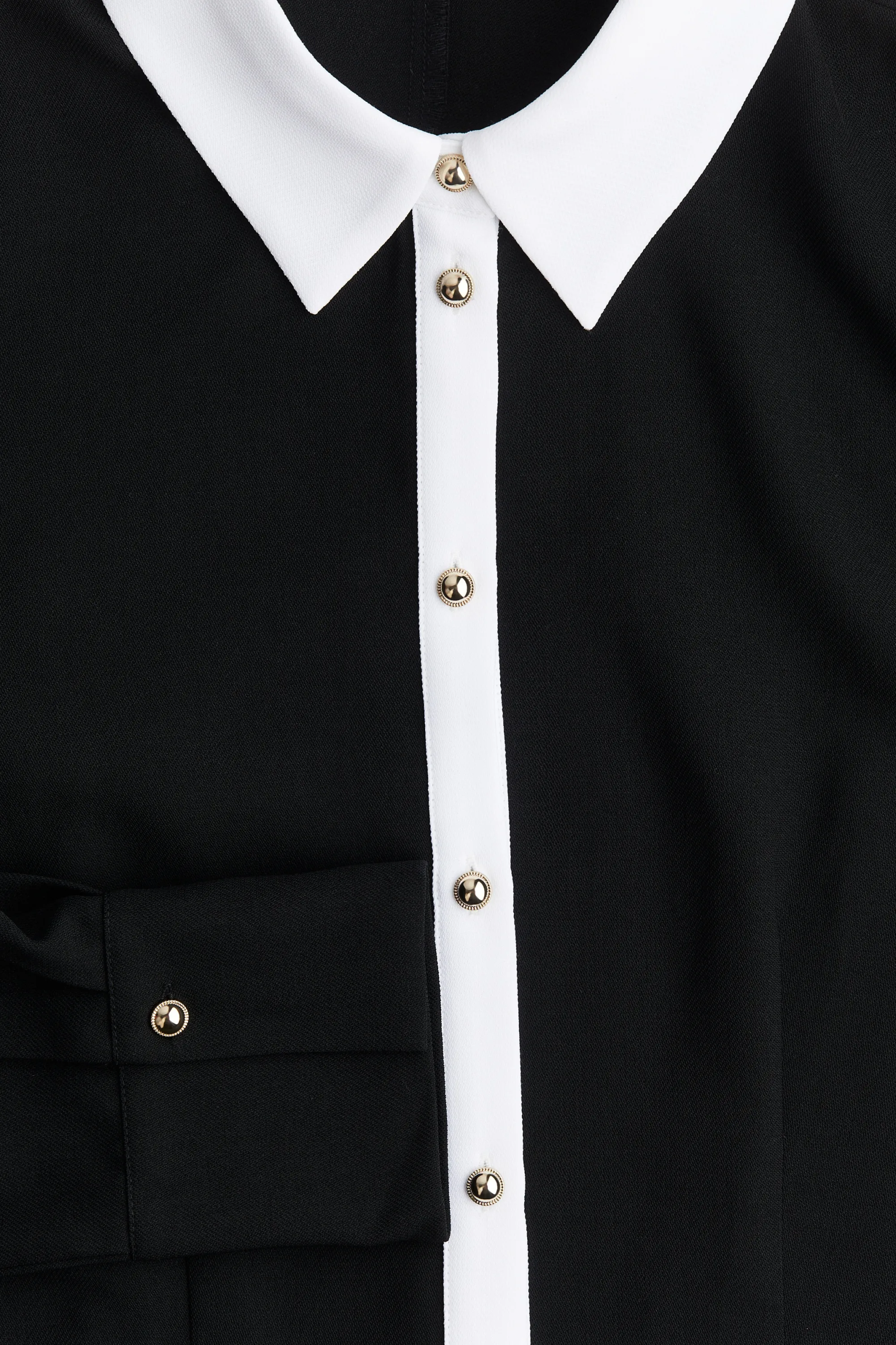 Robe à boutons avec col - Noir/blanc
