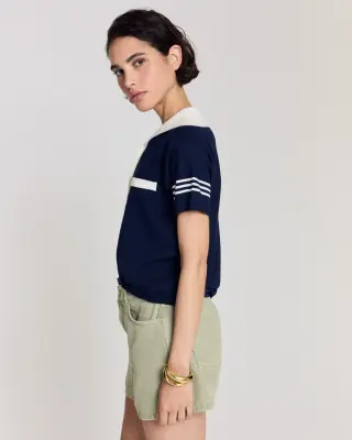 Polo Milan bleu marine et blanc — photo 3