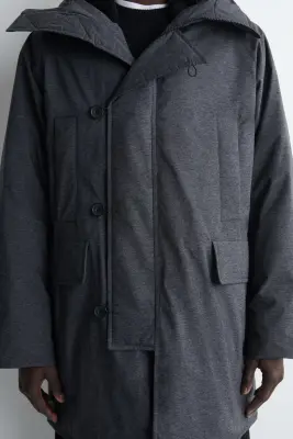 PARKA TECHNIQUE À CAPUCHE EN DUVET - GRIS FONCÉ — photo 2